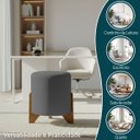 Ver imagem 4 de Kit 2 Puffs Decorativos Eloah Redondo Assento Extra para Sala Quarto Suede Pufe com Pés de Madeira