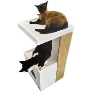 Arranhador para Gatos Antares em MDF Branco 15mm e Sisal