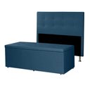 Ver imagem 1 de Kit Cabeceira e Calçadeira Baú Solteiro 0,90m Berlim Suede Azul Marinho Dal Poz Estofados