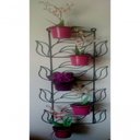 Ver imagem 2 de Suporte Ferro Plantas Folhas Preto 5 Vasos