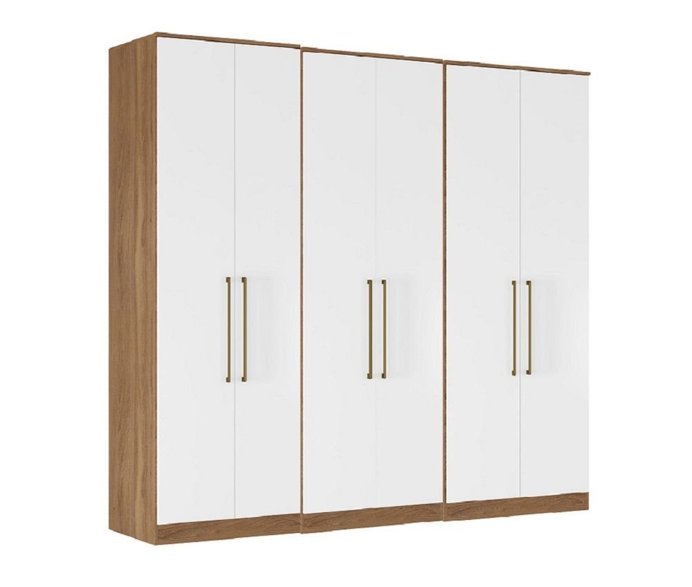 Roupeiro Modulado Irlanda 3 Peças com Cabideiro e 9 Gavetas - Amendolo Touch/branco Demóbile