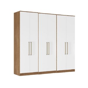 Roupeiro Modulado Irlanda 3 Peças com Cabideiro e 9 Gavetas - Amendolo Touch/branco Demóbile