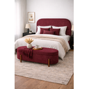 Ver imagem 1 de Kit Atenas Cabeceira de Cama Box Orgânica e Recamier Calçadeira Baú Queen 160 Cm Suede Bordo Eli Móv