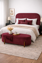 Ver imagem 1 de Kit Atenas Cabeceira de Cama Box Orgânica e Recamier Calçadeira Baú Queen 160 Cm Suede Bordo Eli Móv