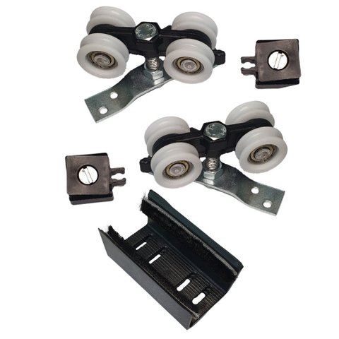 Kit 2 Roldanas e 1 Guia para Trilho Alumínio 35x35 - Preto - Alfer