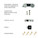 Ver imagem 4 de Kit 2 Roldanas e 1 Guia para Trilho Alumínio 35x35 - Preto - Alfer