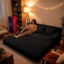 Ver imagem 6 de Sofá Cama Nami 1,88m Xpand Tech Tecido Velourê Preto Cama Inbox