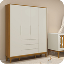 Ver imagem 3 de Quarto de Bebê Berço Evolution + Guarda Roupa 4P + Cômoda Sp Elfe Areia Fosco / Savana com Colchão