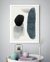 Ver imagem 2 de Quadro Decorativo Abstrato Formas Cinza Preto - 70x50cm:moldura Preta