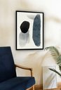 Ver imagem 1 de Quadro Decorativo Abstrato Formas Cinza Preto - 70x50cm:moldura Preta