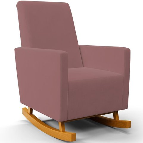 Poltrona de Amamentação com Balanço Ravena W01 Suede Rosê - Lyam Decor