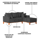 Ver imagem 6 de Sofá 3 Lugares Beny com Chaise Direito Linho Grafite