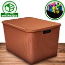 Ver imagem 5 de 3 X Caixa Organizadora Plástica Rattan 15 Litros Marrom
