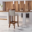 Ver imagem 2 de Kit 3 Banquetas Alta com Encosto Estofado Diamantina em Madeira Maciça Imbuia Linho Bege M58 Rmi