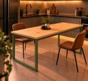 Ver imagem 2 de Mesa de Jantar Reforçada Industrial 200x80cm Tampo Bege Pés Verde