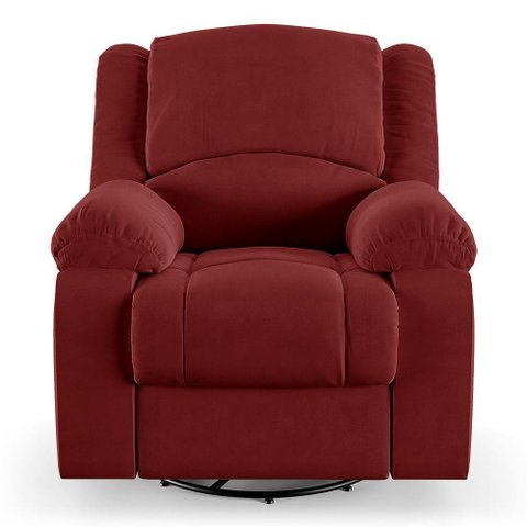Poltrona do Papai Reclinável Sala de Cinema Barcelona Glider Manual Giratória Veludo Vermelho