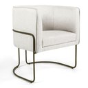 Ver imagem 3 de Kit 2 Poltronas Decorativas em Linho Off White Pés de Metal Chocolate Miram - Larbelle
