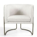 Ver imagem 4 de Kit 2 Poltronas Decorativas em Linho Off White Pés de Metal Chocolate Miram - Larbelle