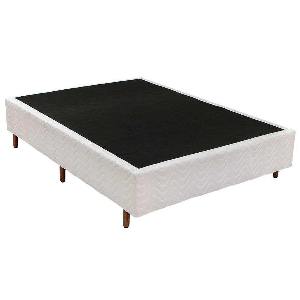 Cama Box Base Casal Universal Bordado White 138x188x25 Polar MadeiraMadeira