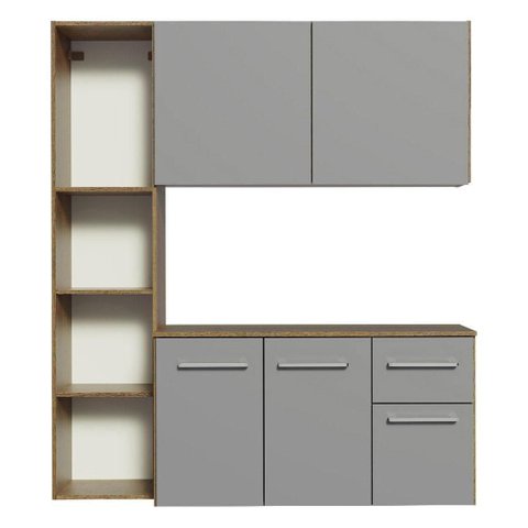 Armário de Cozinha Compacta 120cm Rustic/cinza Easy Madesa Rustic/cinza Rustic/cinza