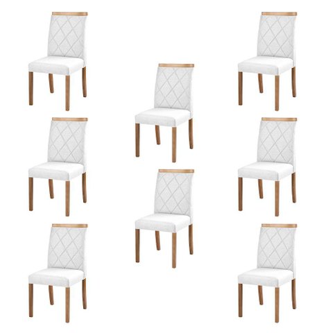 Kit 8 Cadeiras Decorativas Sala de Jantar Luxo Anita Facto Branco - Mozzelar