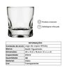 Caixa 36 copos em vidro pra Whisky Amassadinho 250ml Incolor - 6