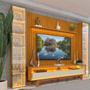 Ver imagem 6 de Rack com Painel Ripado para TV até 85 Polegadas com LED 100% MDF 304,8CMX237CM Pés em Madeira Maciça Mad Esp Nobre Clean Requinte Luminare