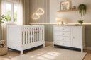 Ver imagem 1 de Quarto de Bebê Comoda 4 Gv em MDF e Berço 2 em 1 (Berço/Caminha) em MDF Linha Luna em MDF