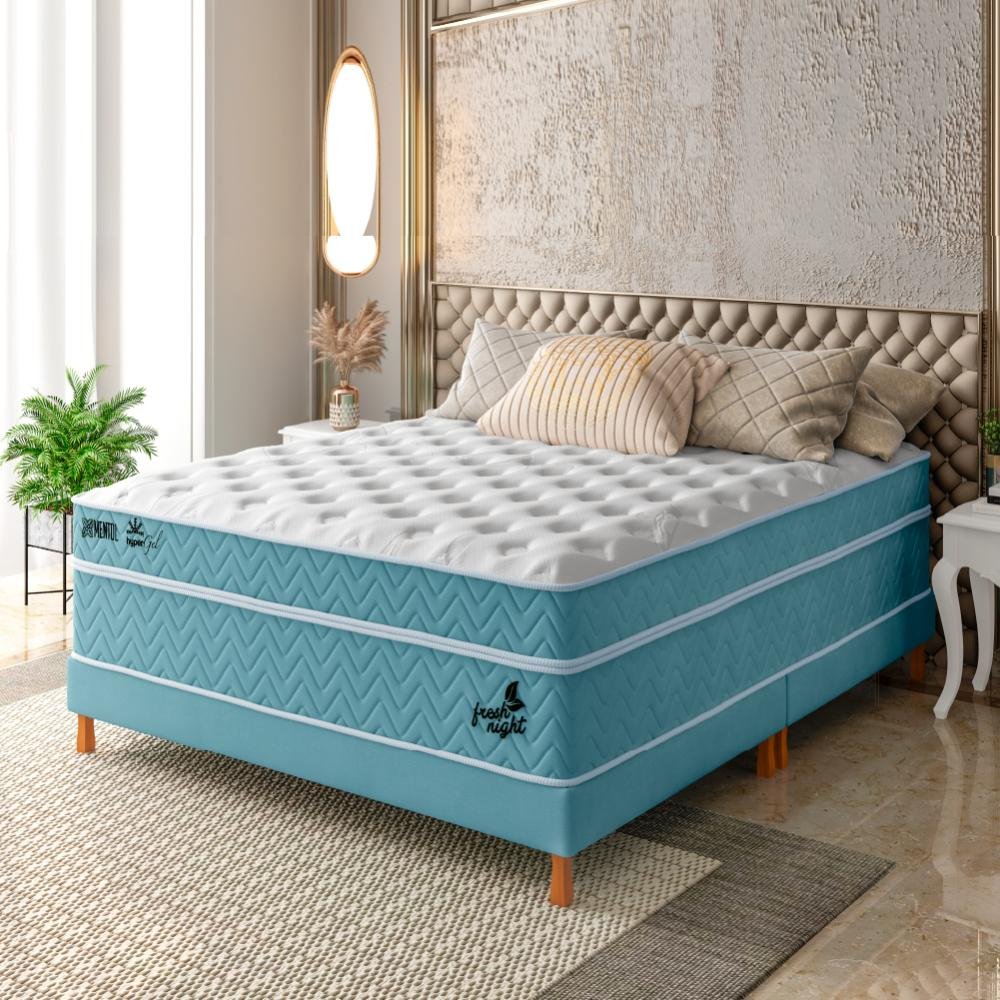 Cama Box Casal Colchão Molas Ensacadas Pillow In King Size - Fresh