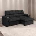Ver imagem 1 de Sofá Retrátil e Reclinável 2,10m Suede Preto c/ Porta Copo Liverton Xflex