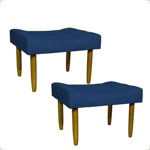 Kit 2 Puff Decorativo Confortável Retangular para Sala Recepção Quarto Requinte Suede Cores Pé