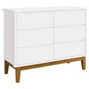 Ver imagem 2 de Cômoda 6 Gavetas e Guarda Roupa Infantil 3 Portas New Classic Branco Acetinado com Pés Madeira - Rel