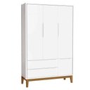 Ver imagem 4 de Cômoda 6 Gavetas e Guarda Roupa Infantil 3 Portas New Classic Branco Acetinado com Pés Madeira - Rel