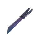 Ver imagem 3 de Canivete Butterfly Bsl-6 Corte Fade Roxo Verde para Tricks Fidget Colecionador Aço Inox