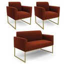 Ver imagem 1 de Namoradeira e 2 Poltronas Industrial Dourado Marisa Bouclê Terra D03 - D’Rossi