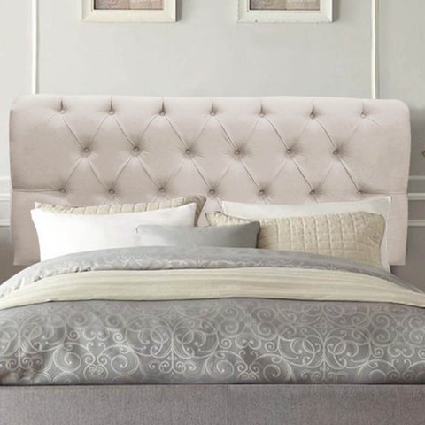 Painel Estofado Luxo Capitonê Livia 195cm King Size para Cama Box Corino Bege - Gat Magazine