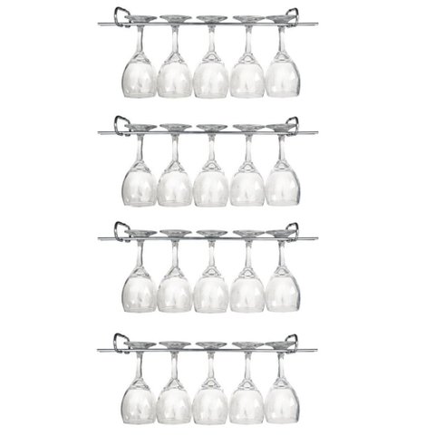 4 Suportes para Taças Cromado Decoração Bar Vinho 25 cm