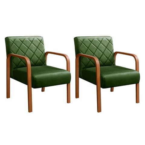 Kit 2 Poltronas Lara Cor:Veludo Verde 270