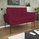 Ver imagem 2 de Kit 02 Poltronas + Namoradeira Pé Metal Preto Recepção Sala Marsala