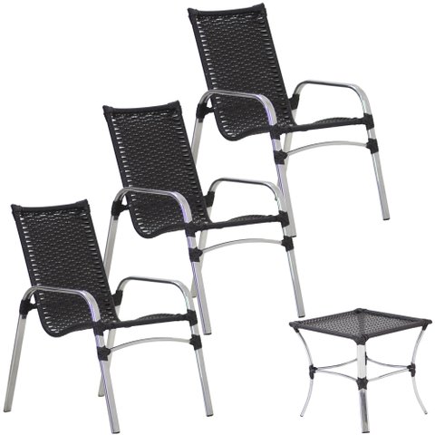 3 Cadeiras e Mesa de Centro para Área Trama Original