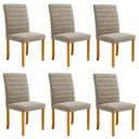 Ver imagem 1 de Kit 6 Cadeiras de Sala de Jantar Estofadas Veiga Madeira Maciça Suede Bege G78 - Gran Belo Cadeira d