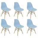 Ver imagem 1 de Kit 6 Cadeiras Charles Eames Eiffel Wood Design Azul Claro