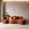 Conjunto 01 Poltrona + Sofá Curvo Orgânico Nature Gaia Boucle Terracota - Montanaris Decor - 1