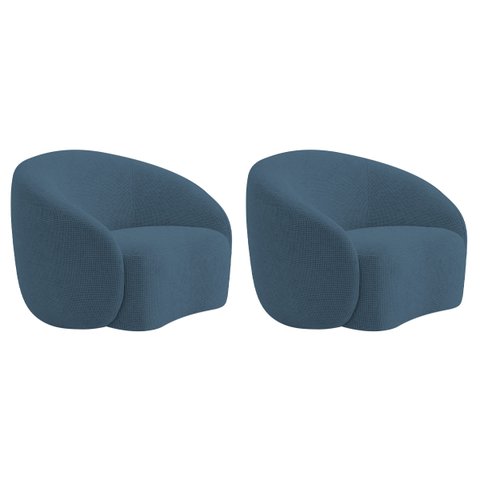 Kit 02 Poltronas Orgânica Luxo Recepção Amore Linho
