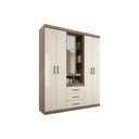 Ver imagem 1 de Guarda Roupa Solteiro 5 Portas e 3 Gavetas Havana Star 5.3 Castanha/off White - Santos Andirá
