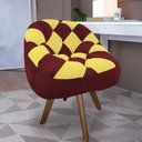 Ver imagem 1 de Poltrona Paloma Escritório Sala Giratória Madeira Suede Vinho e Suede Amarelo - Dominic Decor