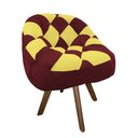 Ver imagem 2 de Poltrona Paloma Escritório Sala Giratória Madeira Suede Vinho e Suede Amarelo - Dominic Decor