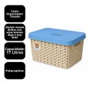 Ver imagem 4 de Caixa Organizadora Cesto Multiuso Infantil com Tampa 17 Litros Baby Bege e Azul - Usual