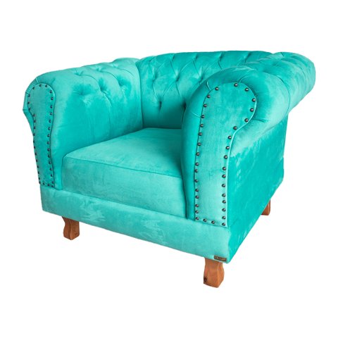 Quatro Poltronas Chesterfield Capitonê Duque - Suede Tiffany / Decoração, recepção , barbearia, sala