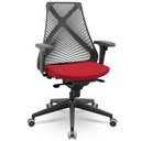 Ver imagem 5 de Kit 02 Cadeiras de Escritório Giratória Presidente Unix P03 Tela Cinza Crepe Vermelho - Lyam Decor